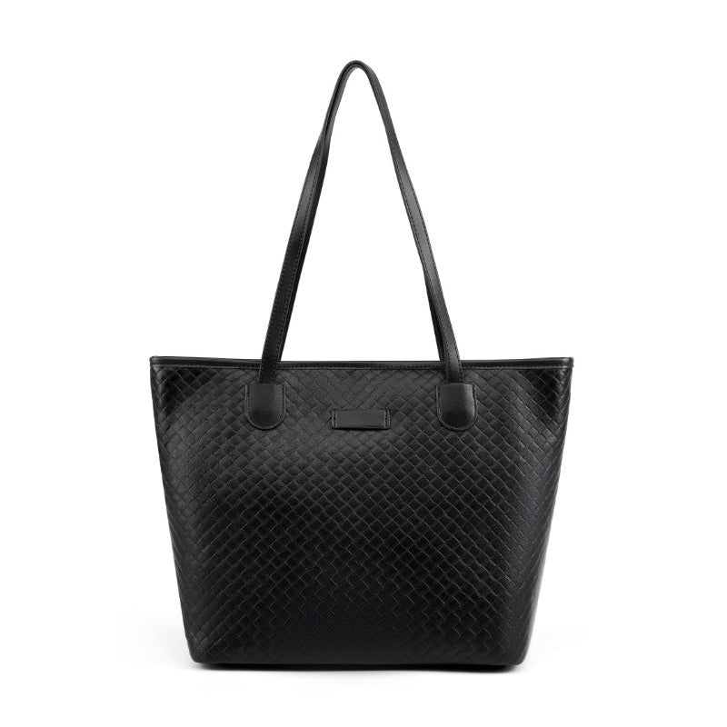 Isabella Black Woven Leather Tote