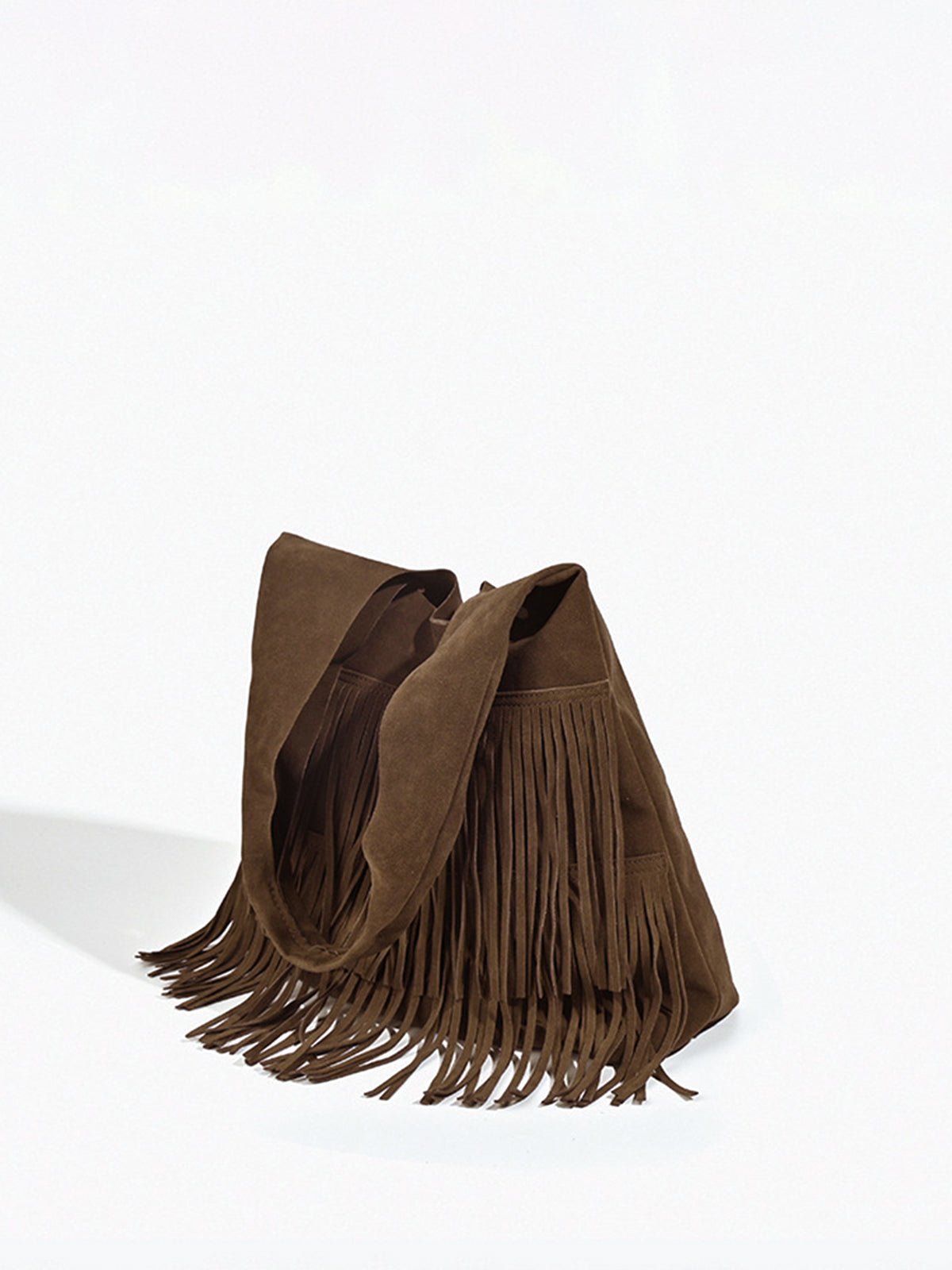 Savanna Fringe Suede Tote – Chocolate Brown