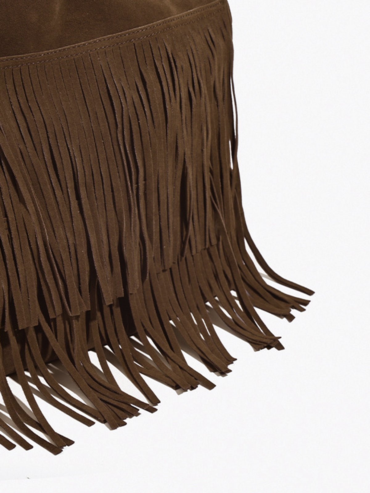 Savanna Fringe Suede Tote – Chocolate Brown