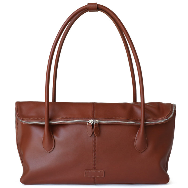 Clara Coffee Brown Leather Tote