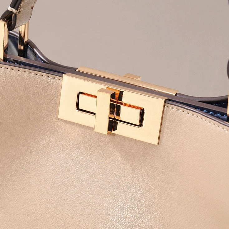 Isabella White Leather Top Handle Bag