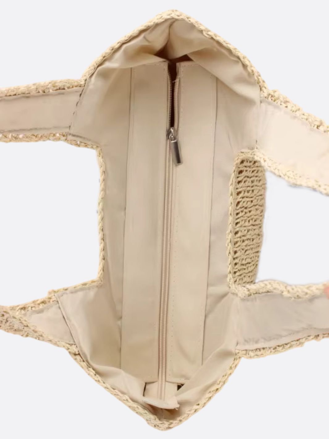 Camel Woven Straw Tote Bag