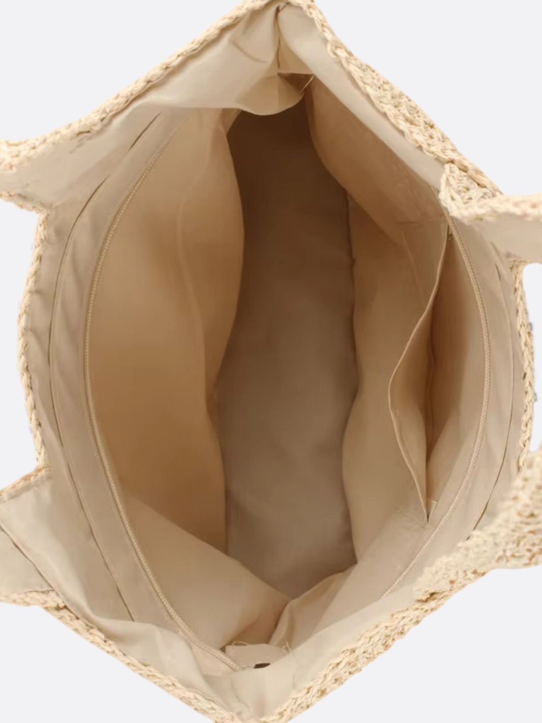 Camel Woven Straw Tote Bag