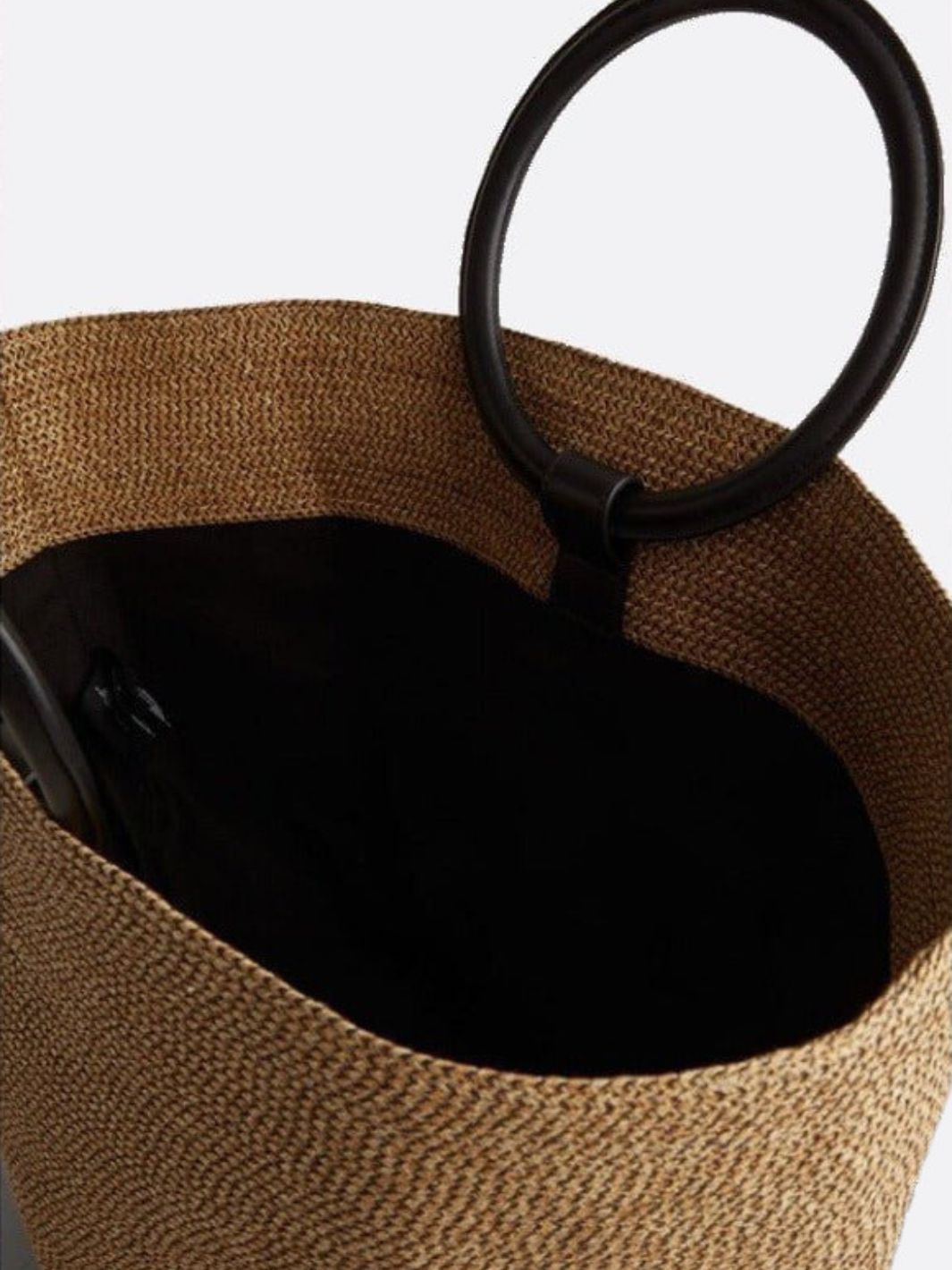 Straw Tote Bag with Wooden Handles