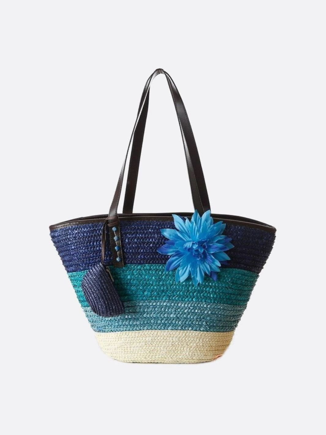 Blue Horizon Straw Tote Bag