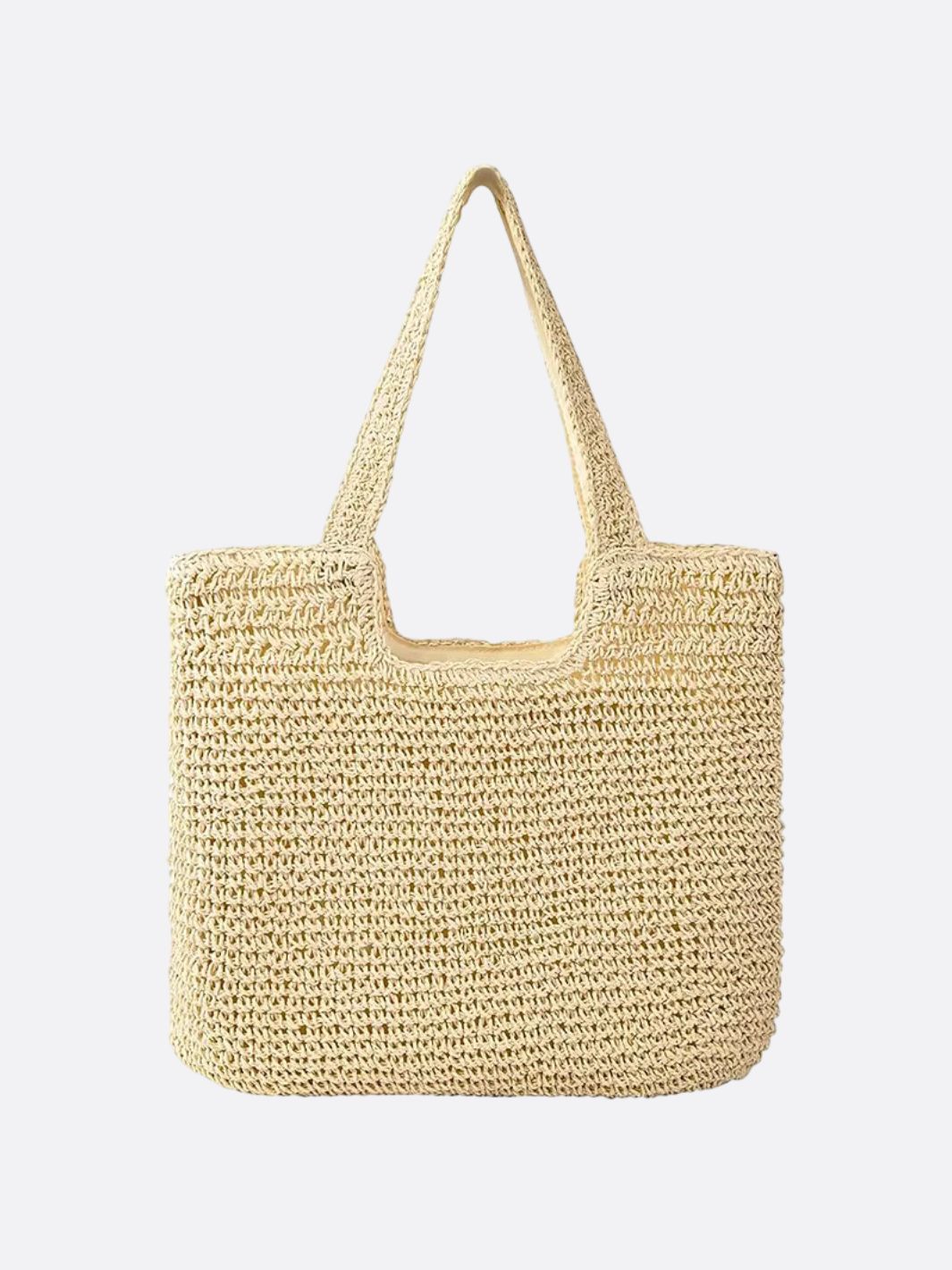 Camel Woven Straw Tote Bag