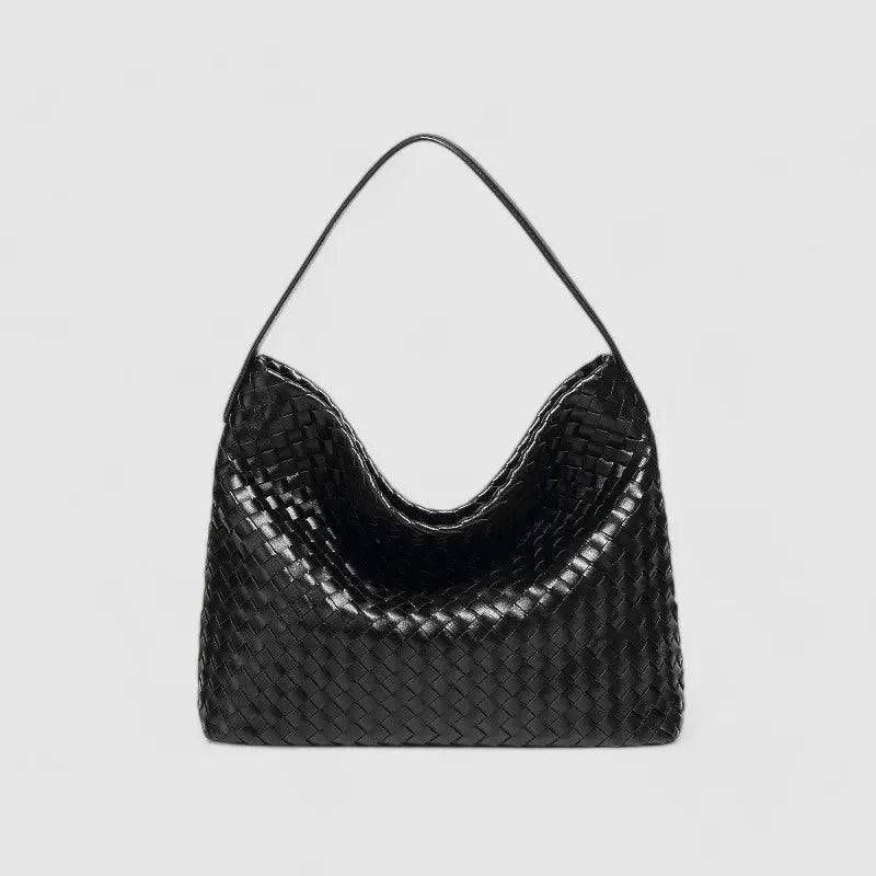 Black Woven Shoulder Bag – Effortless Elegance with Modern Design