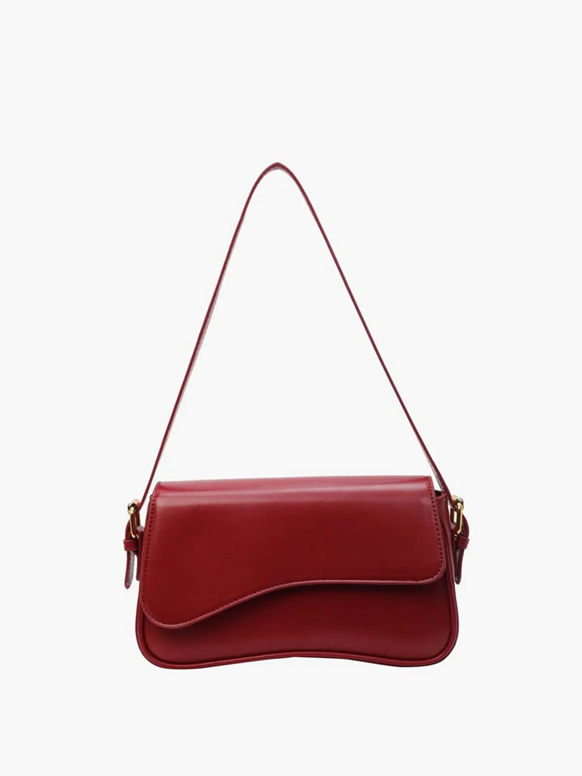 Red Asymmetric Flap Shoulder Bag