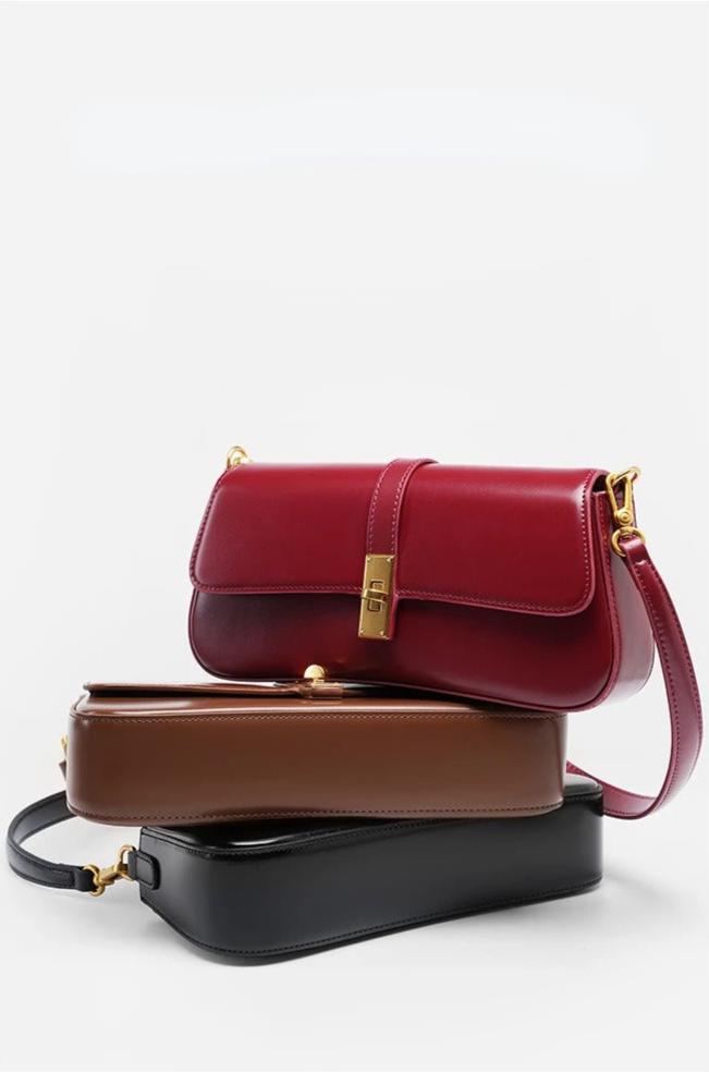 Amélie Burgundy Leather Shoulder Bag