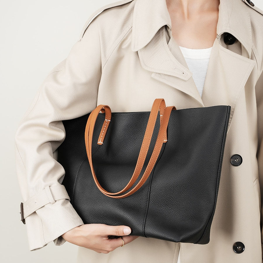 Sophia Two-Tone Leather Tote Bag