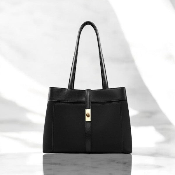 Two-Tone Canvas & Leather Tote Bag