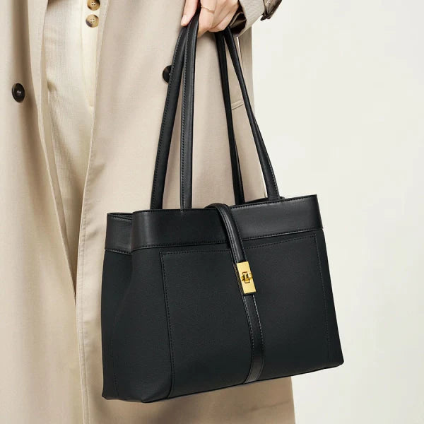 Two-Tone Canvas & Leather Tote Bag