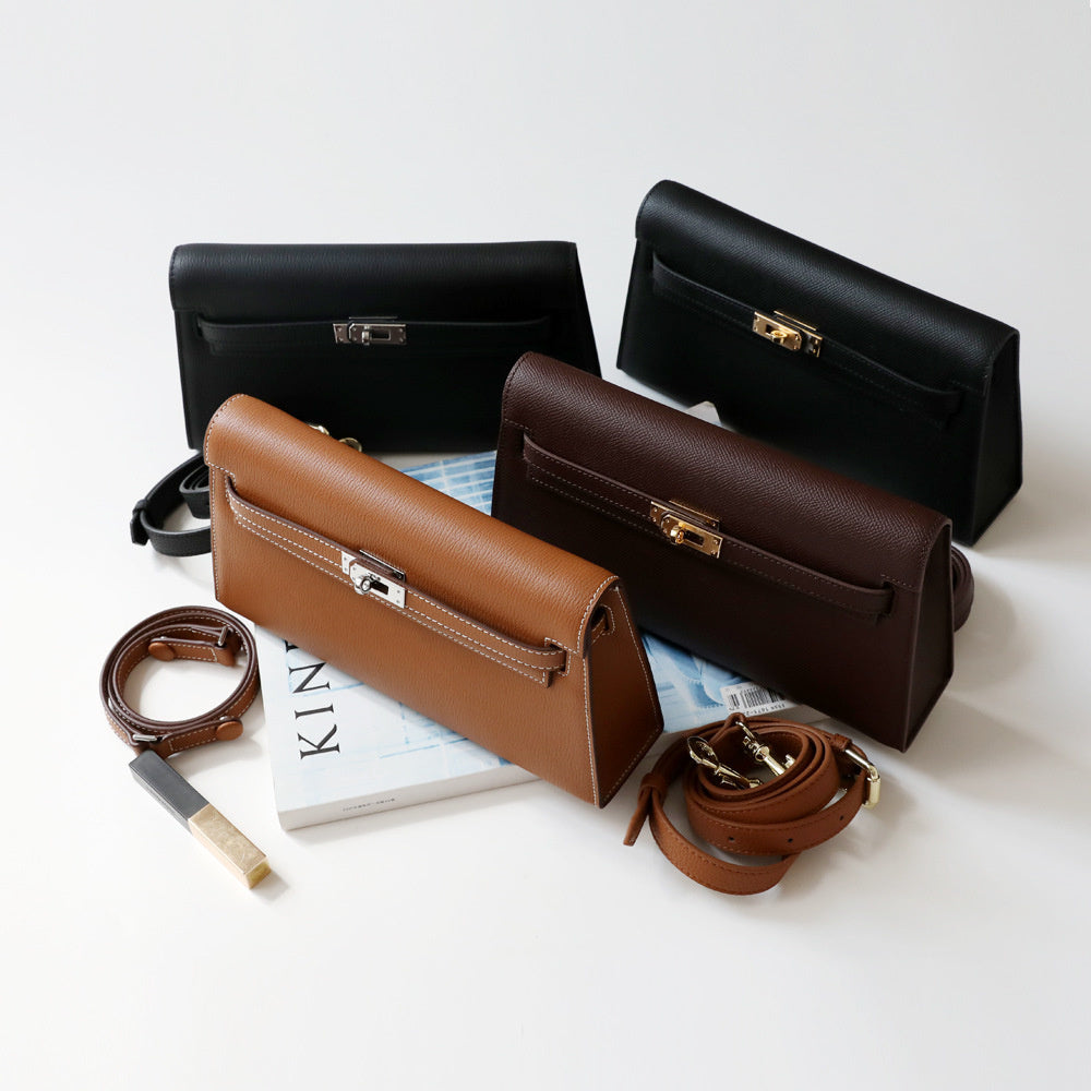 Celeste – Classic Black Leather Crossbody Satchel