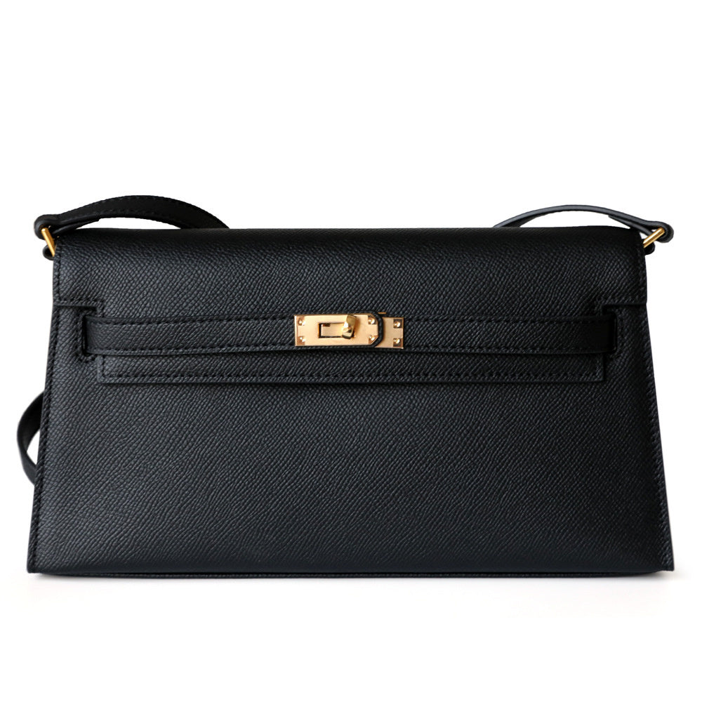 Celeste – Classic Black Leather Crossbody Satchel