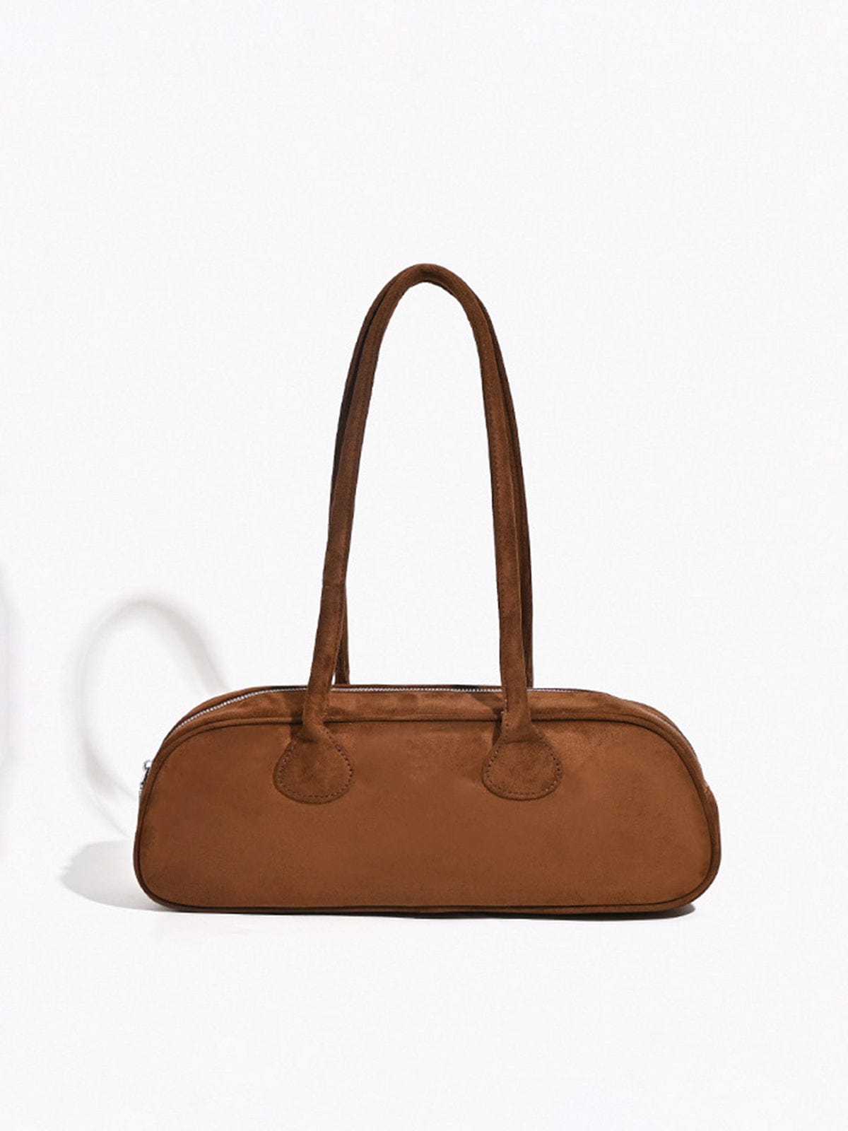 Gracy Slim Suede Shoulder Bag – Camel Brown