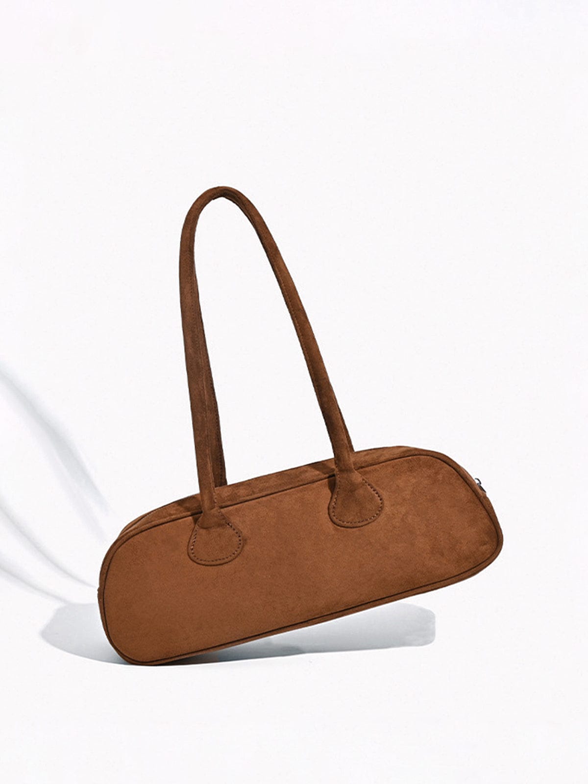 Gracy Slim Suede Shoulder Bag – Camel Brown