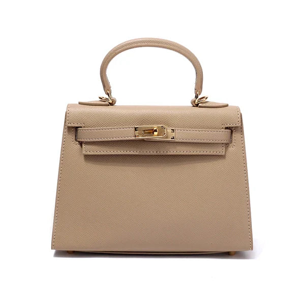 Emilia Taupe Leather Top Handle Satchel