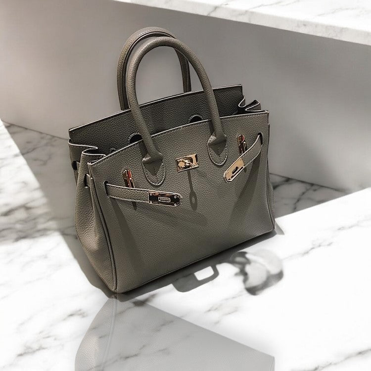 Adele Grey Satchel with Scarf Accent