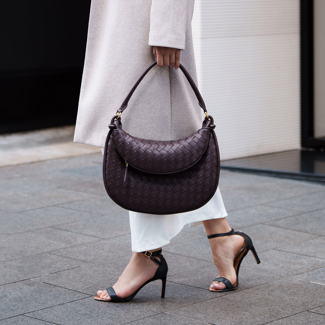 Maya Woven Leather Shoulder Bag