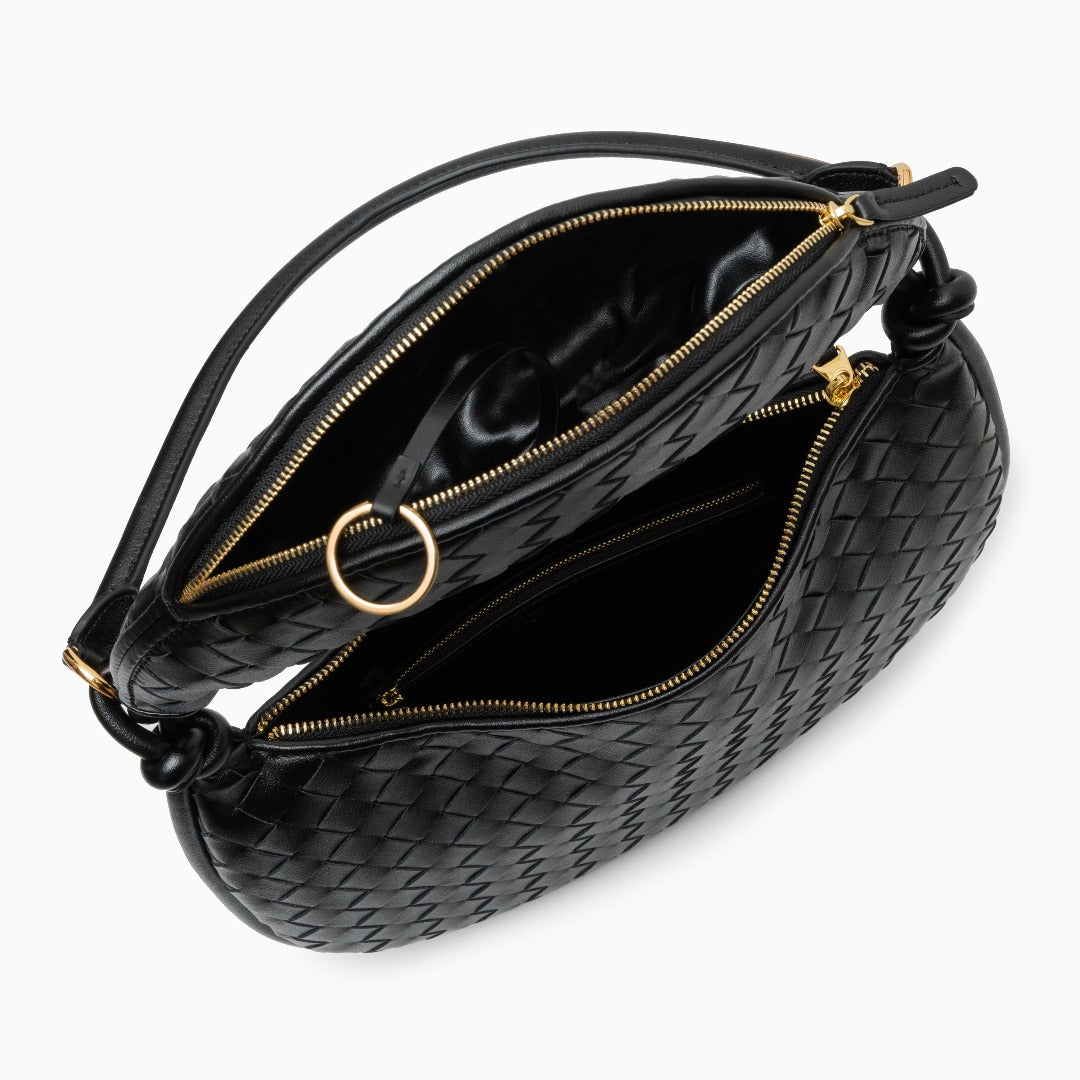 Maya Woven Leather Shoulder Bag