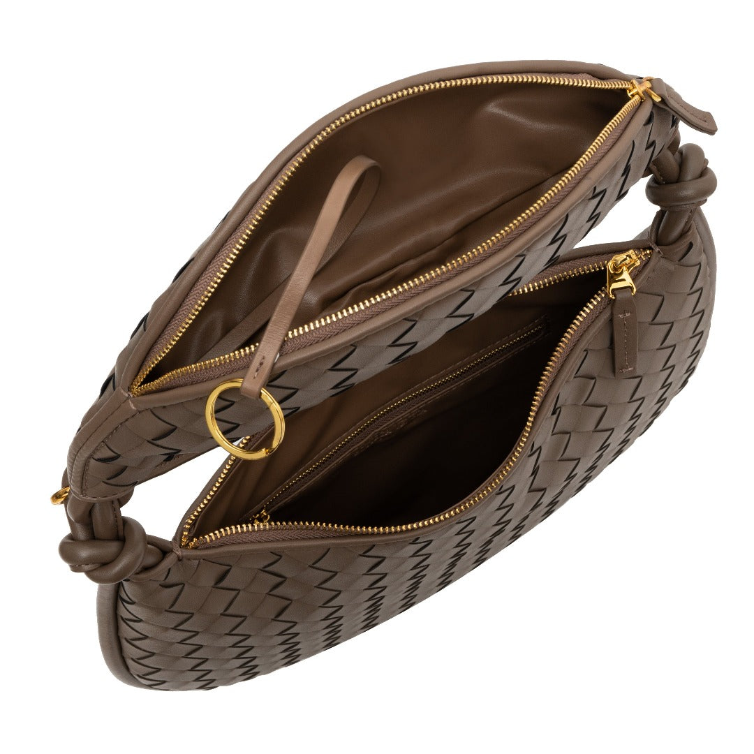 Maya Woven Leather Shoulder Bag