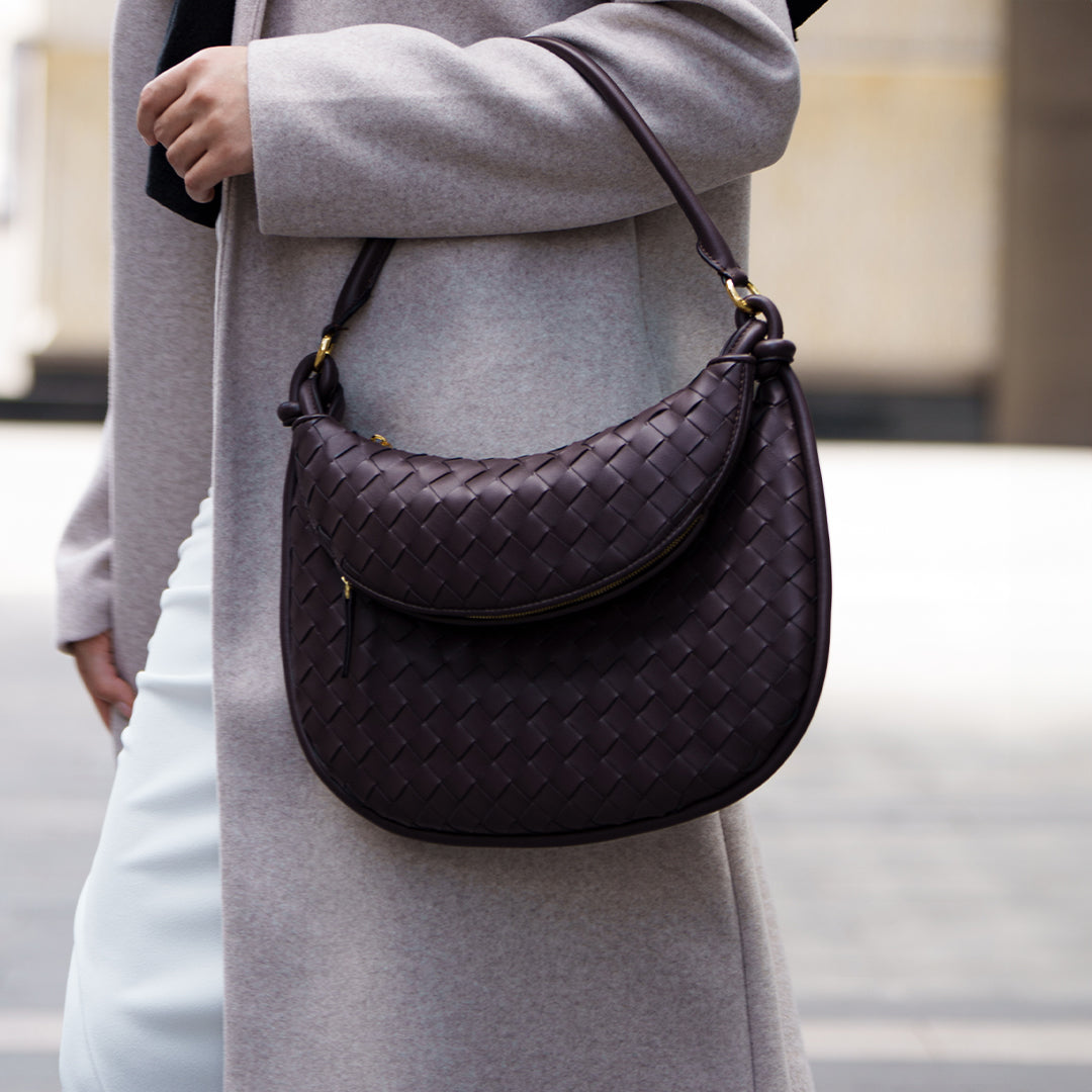 Maya Woven Leather Shoulder Bag