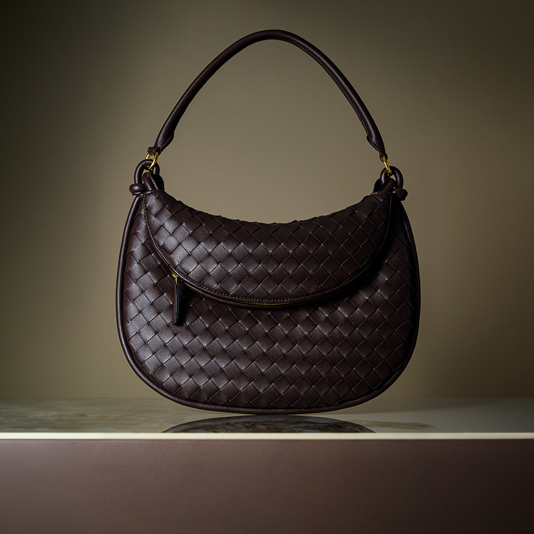 Maya Woven Leather Shoulder Bag