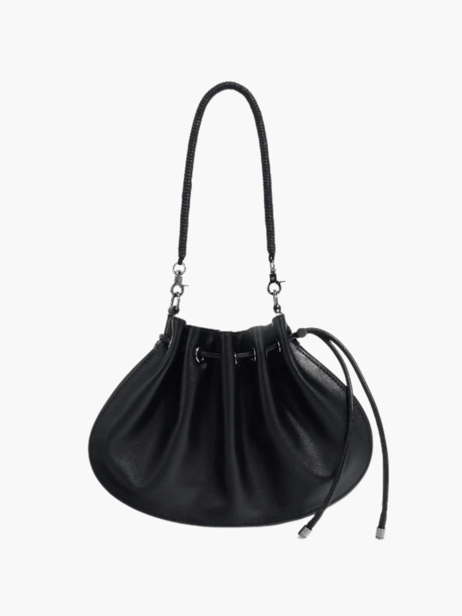 Luna Drawstring Shoulder Bag – Black