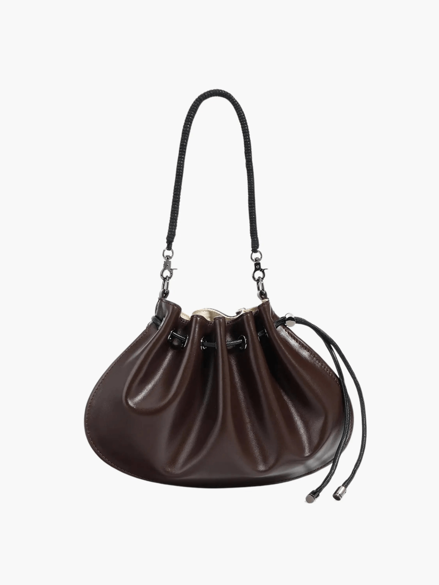 Luna Drawstring Shoulder Bag – Black