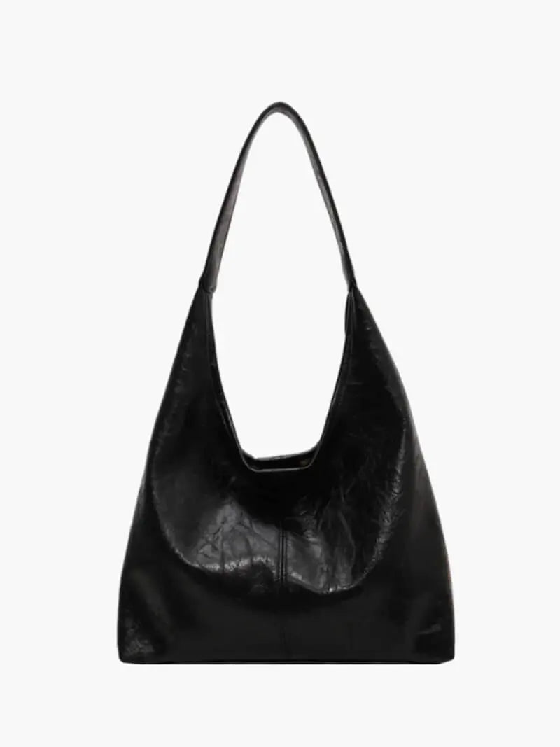 Black Leather Shoulder Bag – Minimalist Style with Everyday Versatility