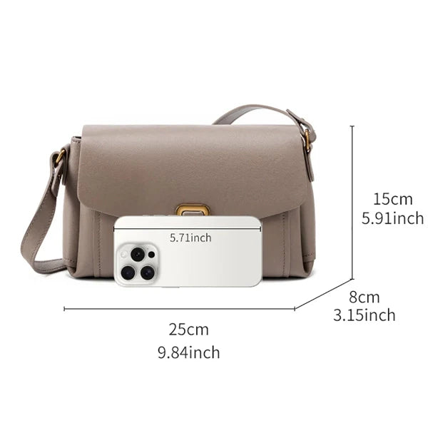 Minimalist Leather Flap Shoulder Bag