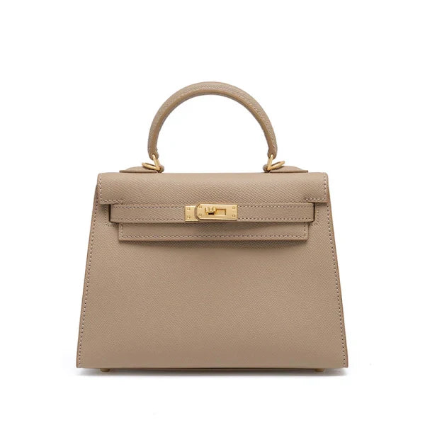 Emilia Taupe Leather Top Handle Satchel