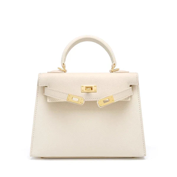 Emilia Taupe Leather Top Handle Satchel