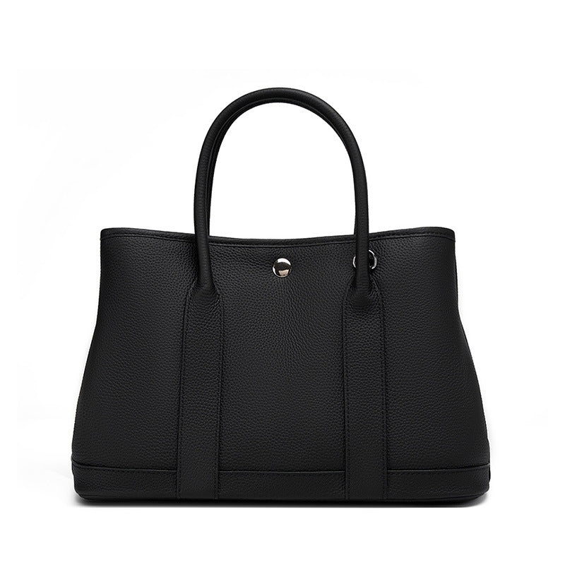 Classic Black Leather Tote Bag