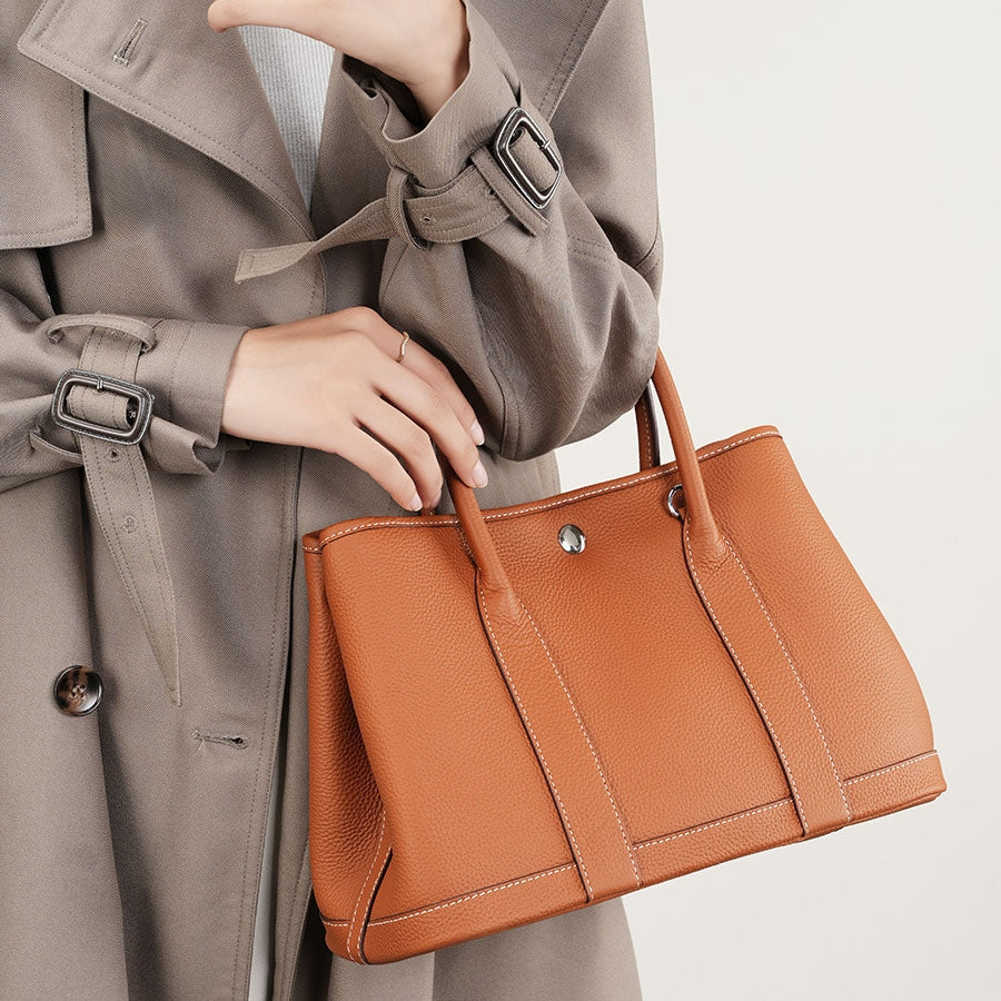 Classic Black Leather Tote Bag