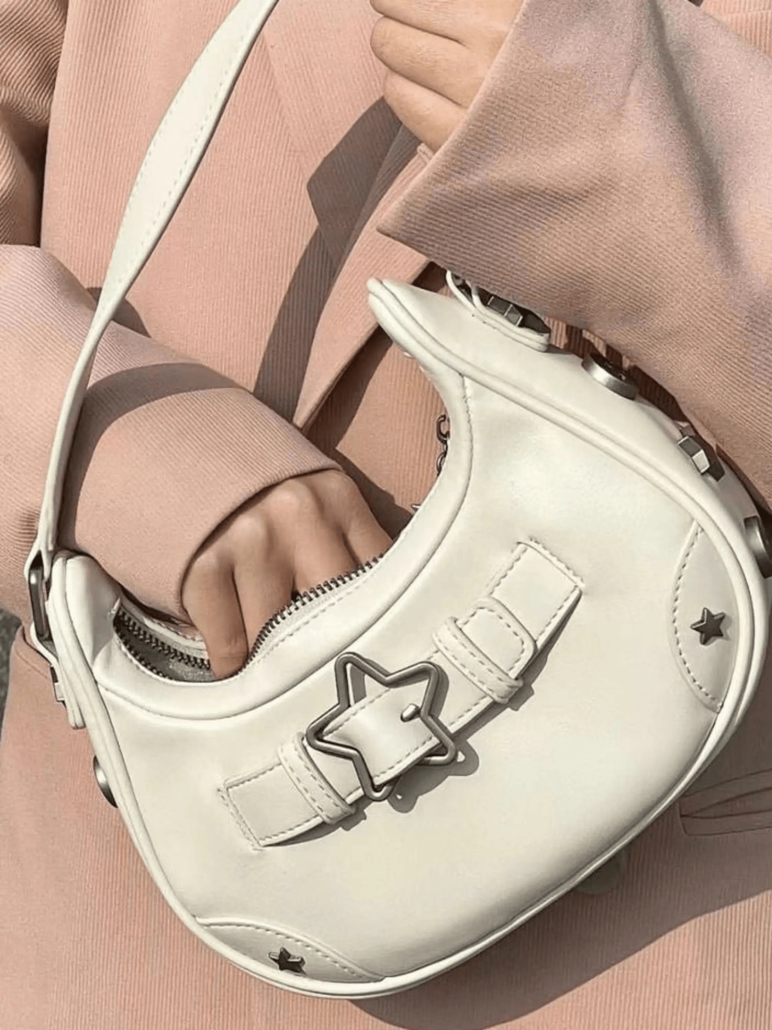 Luna Star Embellished Shoulder Bag – White