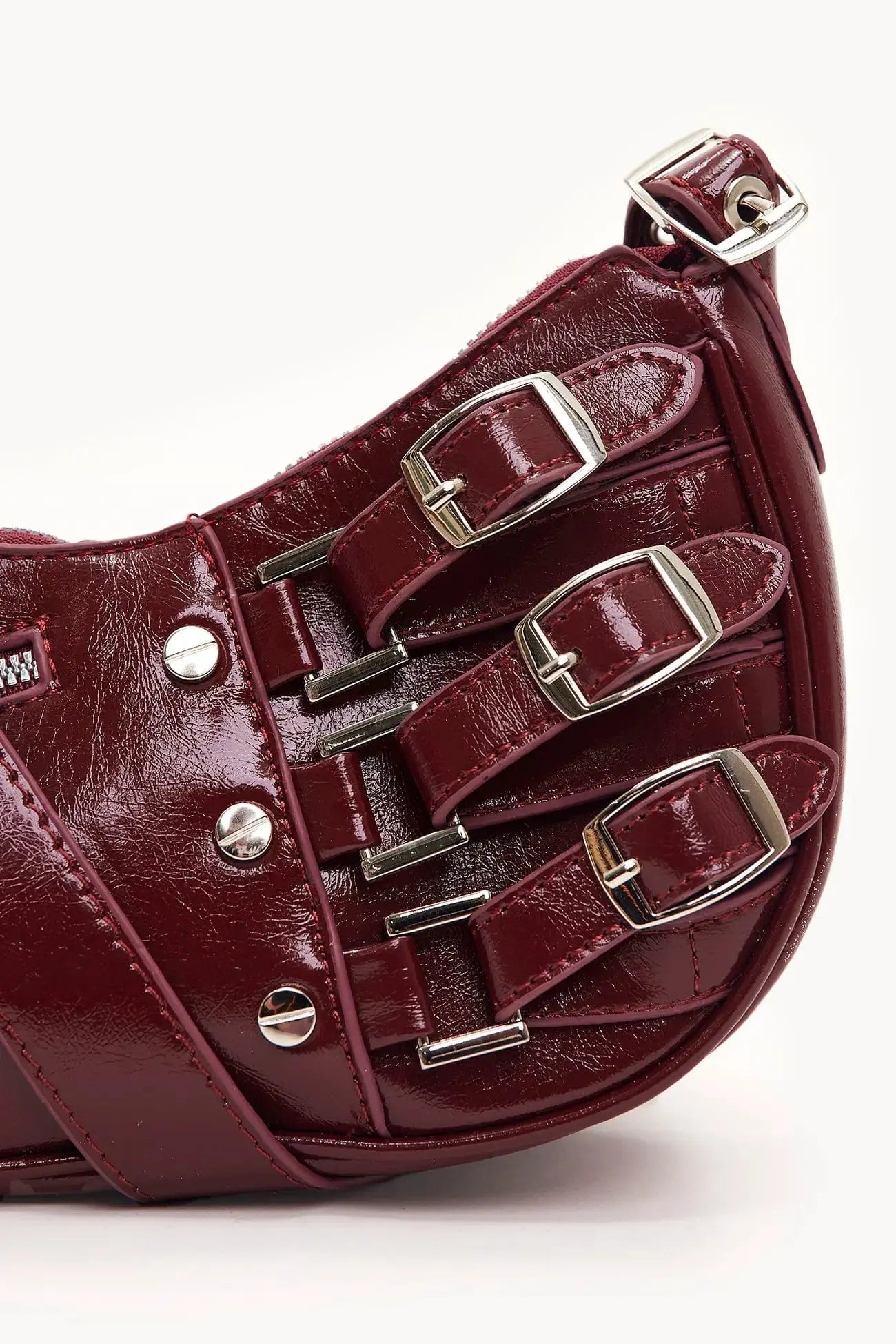 Madelon Luxury Red Leather Shoulder Bag with Metal Details