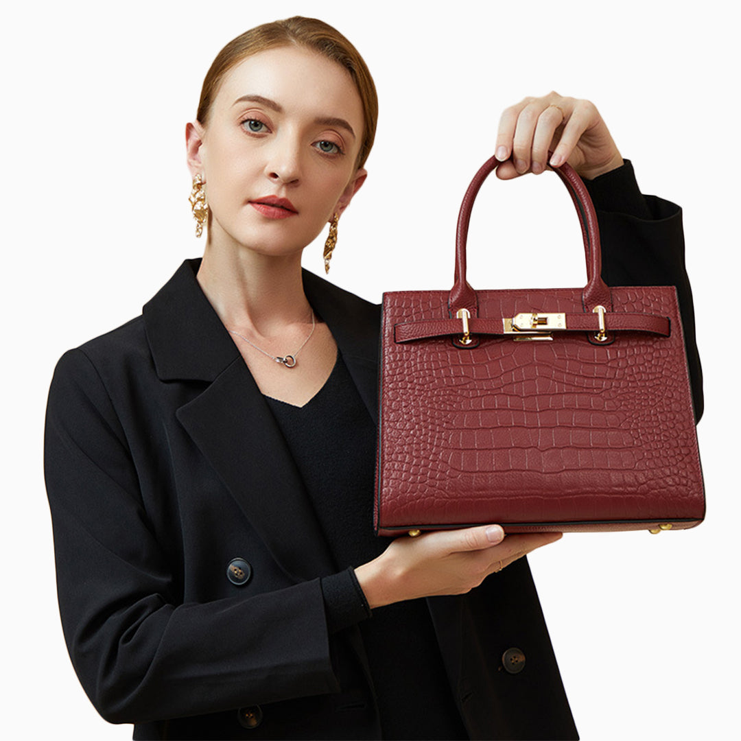 Adele Croc-Embossed Leather Tote Bag