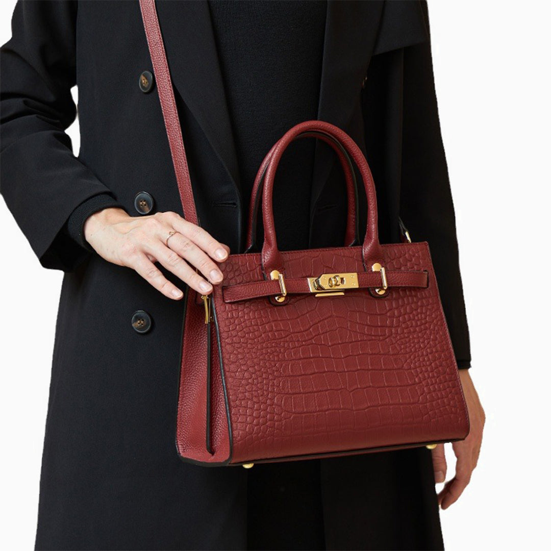 Adele Croc-Embossed Leather Tote Bag