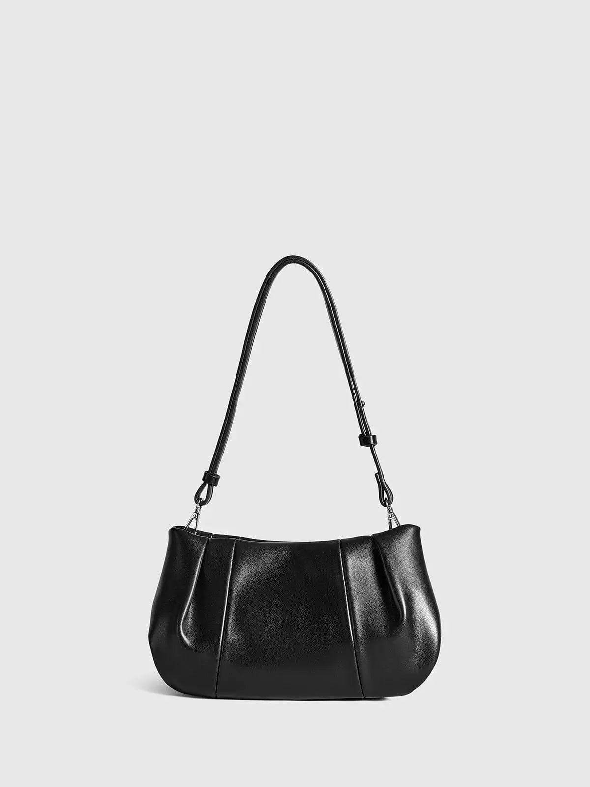 Mia Classic Pleated Shoulder Bag – Black Elegance