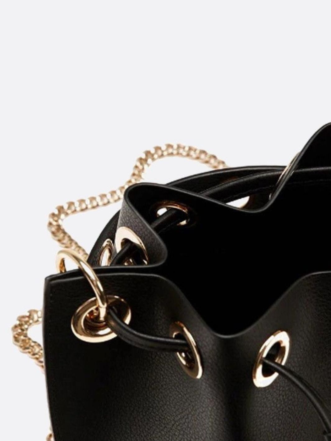 Petite Noir Leather Bucket Bag