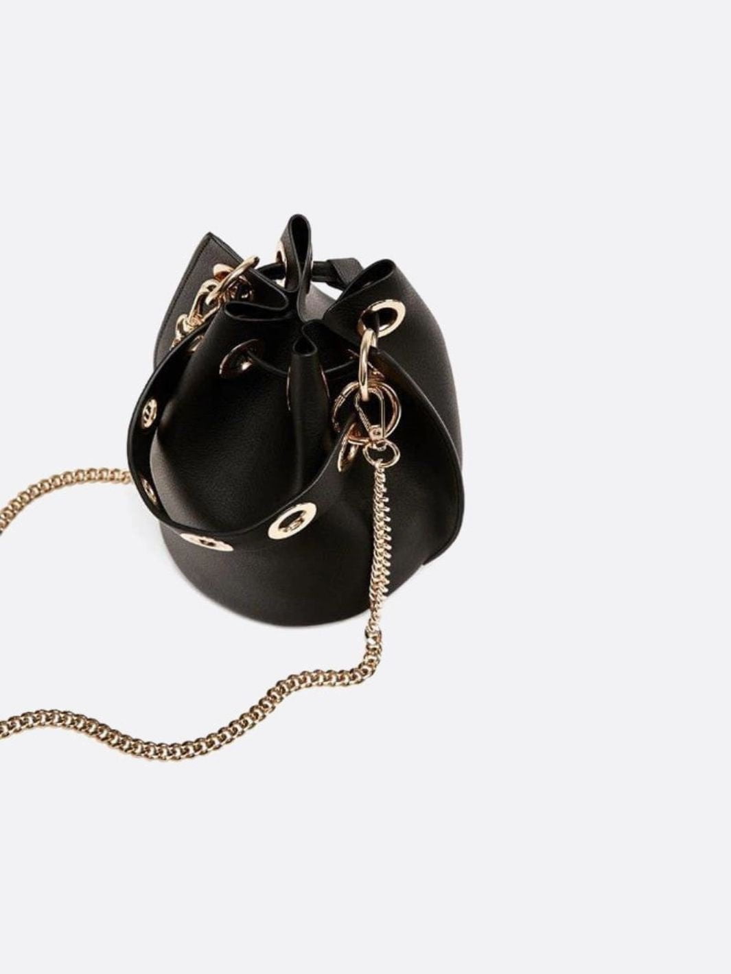 Petite Noir Leather Bucket Bag