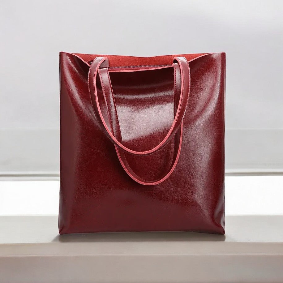 Burgundy Leather Tote Bag – Bold Simplicity with Everyday Function