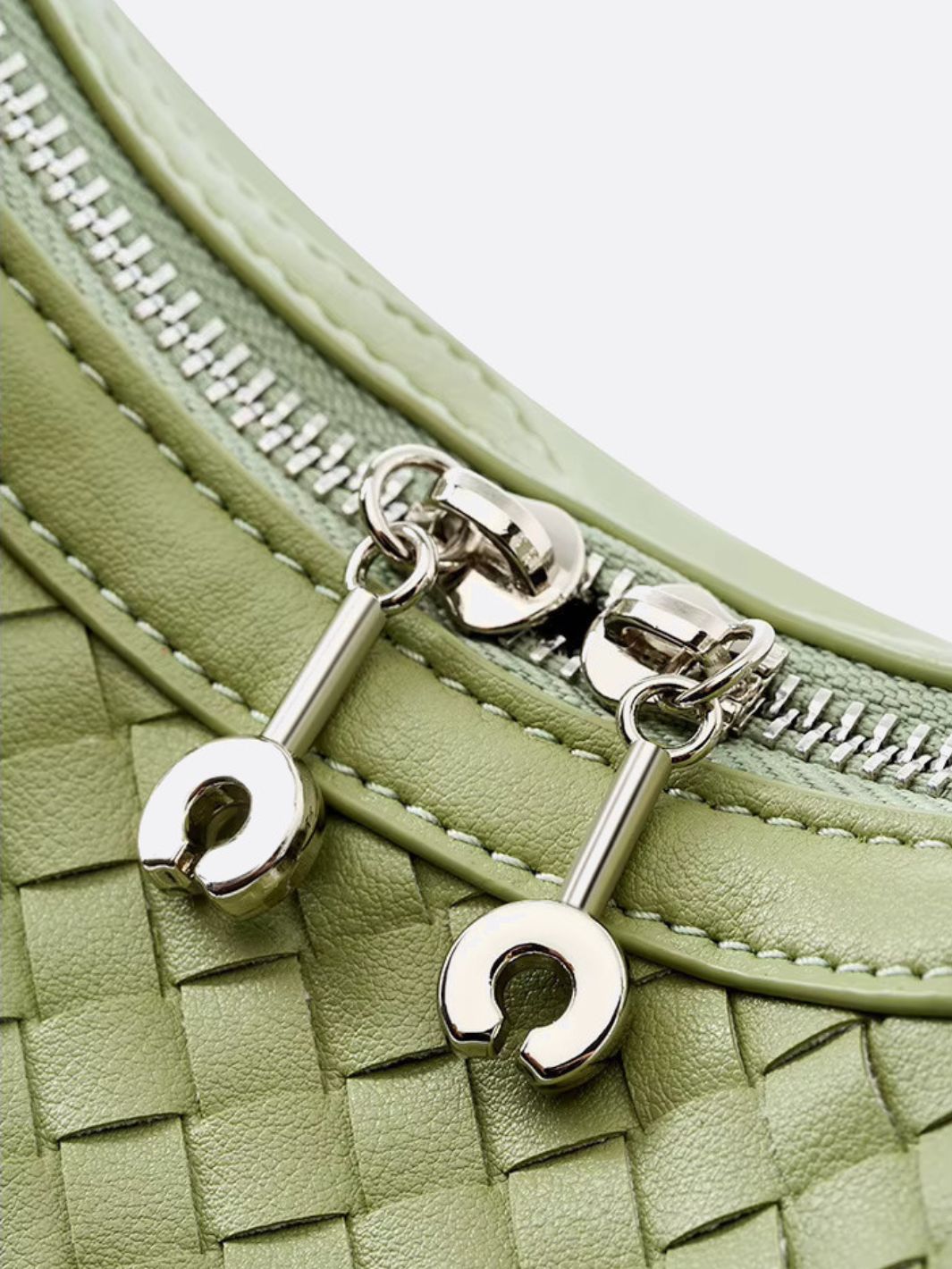 Sage Woven Crescent Bag