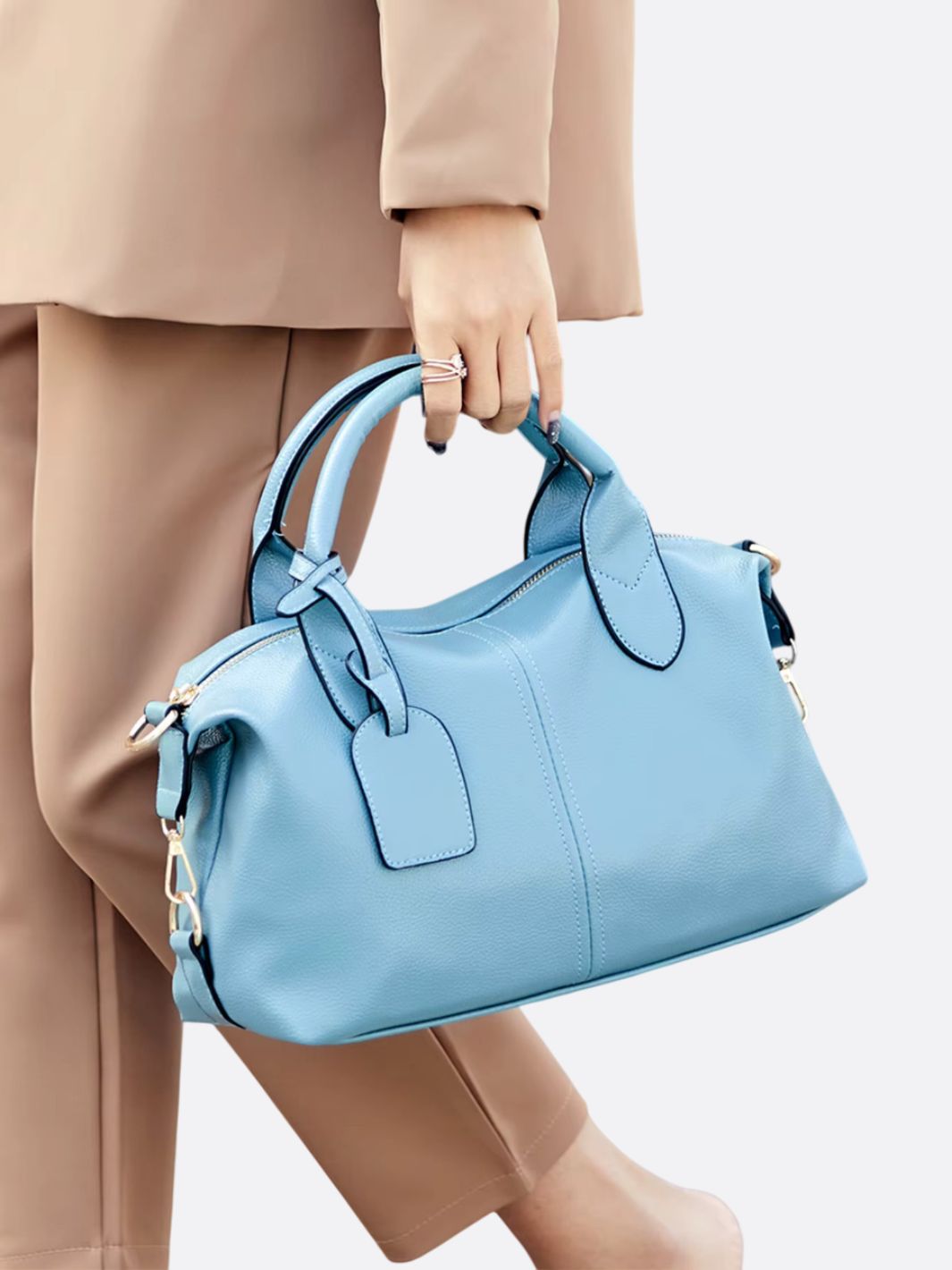 Aurora – Sky Blue Leather Satchel