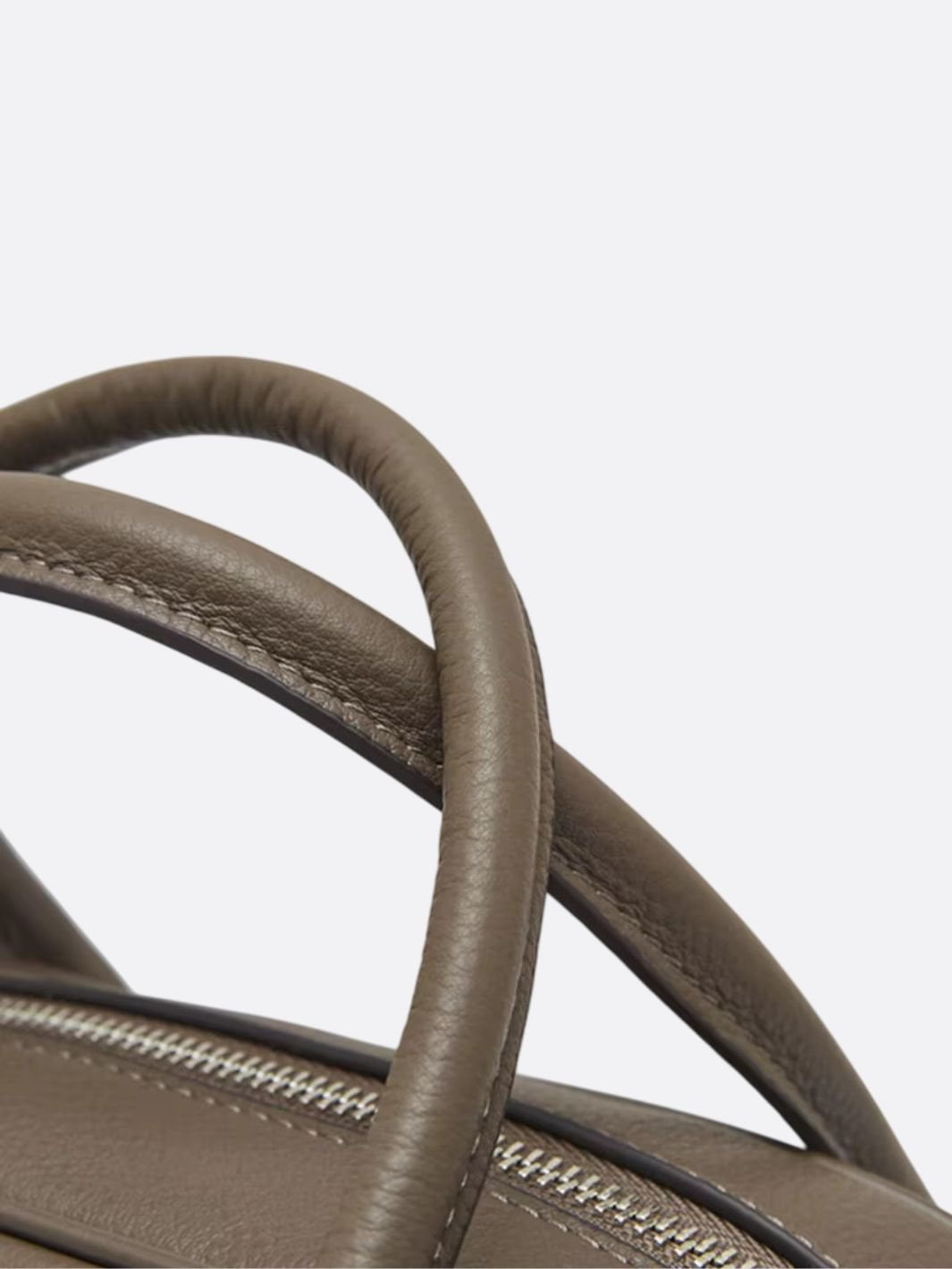 Elena – Classic Taupe Leather Bowling Bag