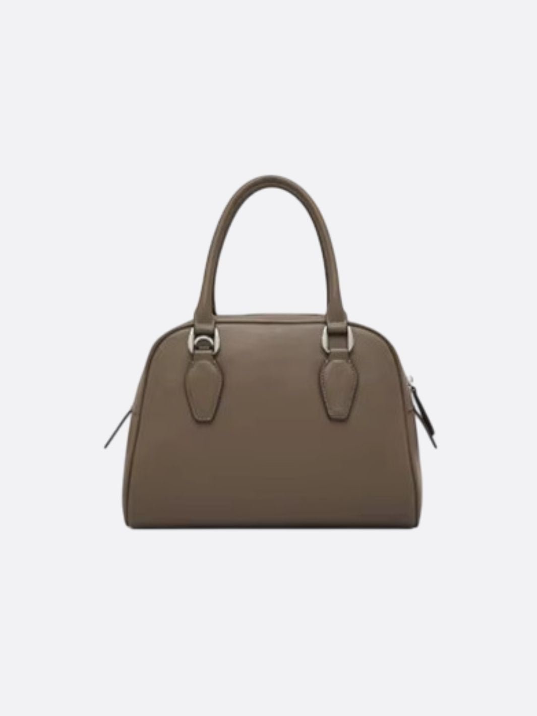 Elena – Classic Taupe Leather Bowling Bag