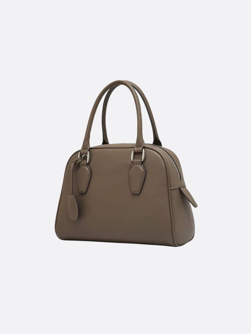 Elena – Classic Taupe Leather Bowling Bag