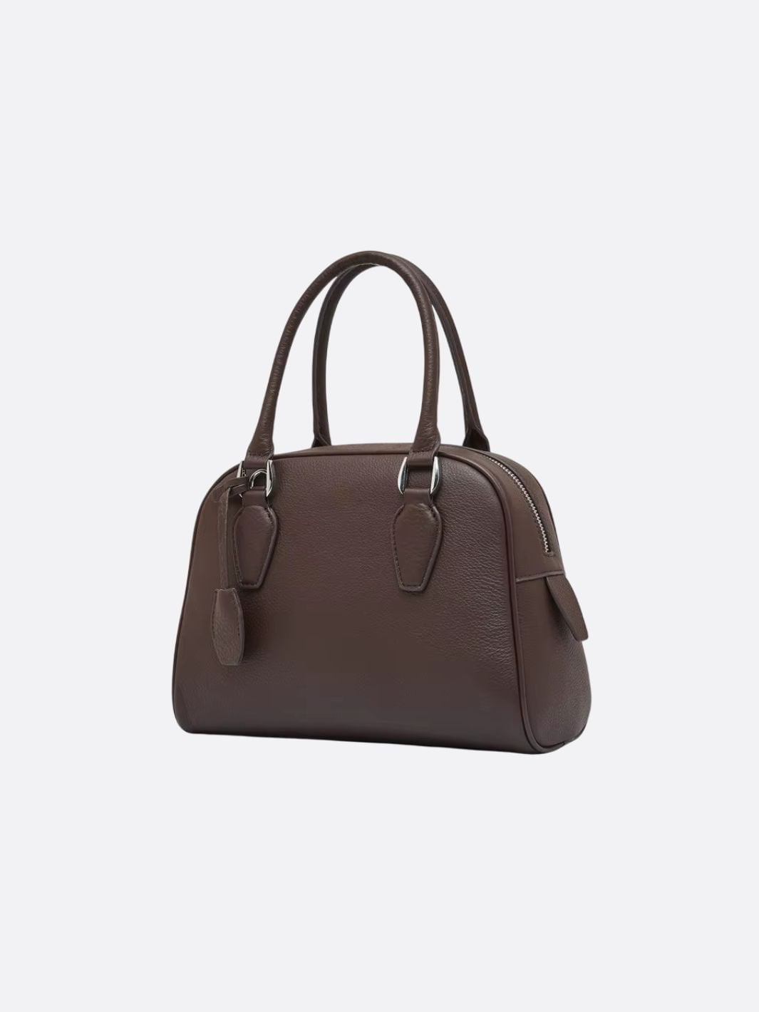 Elena – Classic Taupe Leather Bowling Bag