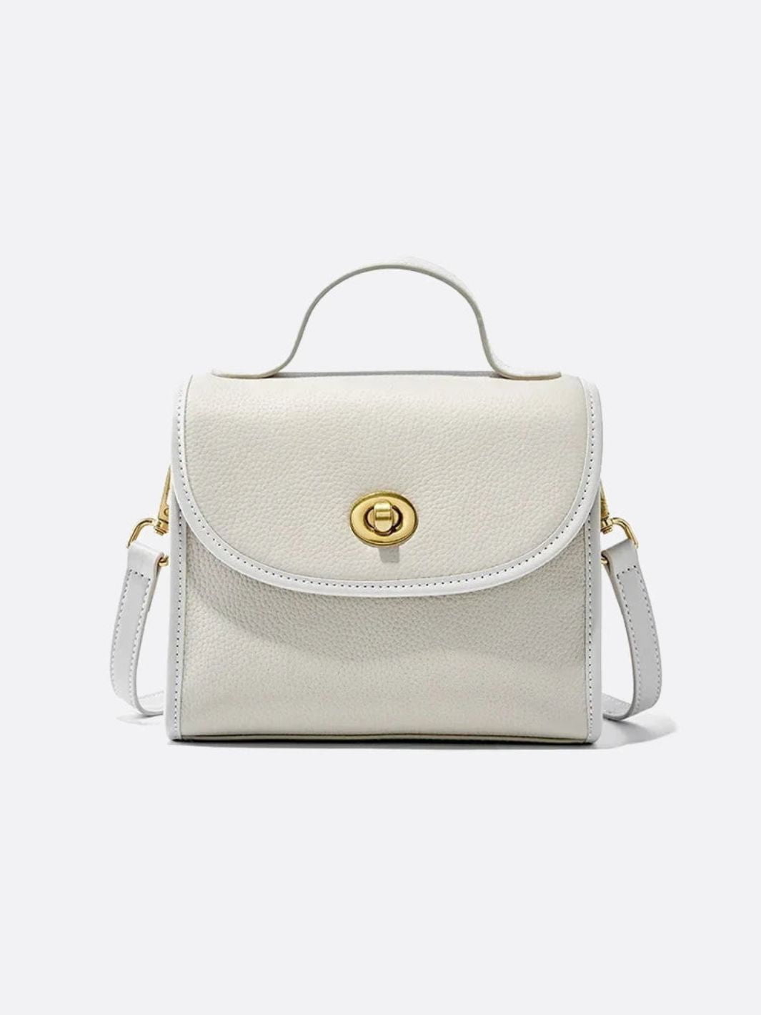 Camel Structured Leather Square Bag